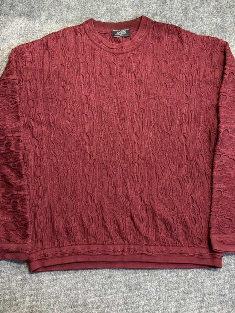 🍷 COOGI Sweater Mens 4XL Burgundy Wine Textured Knit Pullover So Fresh 🔥